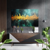 City Silhouette Brushed Aluminum Dibond Wall Art.